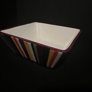 PAMPERED CHEF Simple Additions Square Striped Serving Bowl 7.5" Retired